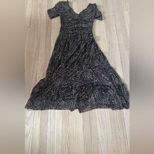 Misa Los Angeles Black Floral Maxi Skirt
